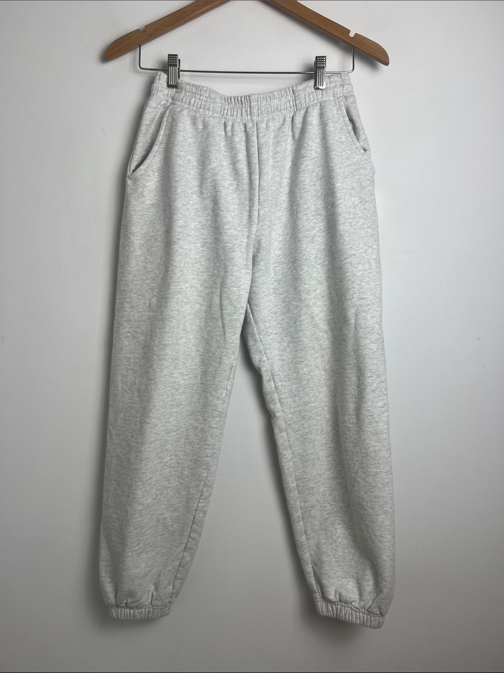 Adanola Medium Light Heather Gray Fleece Elastic Waist‎ 100% Cotton Joggers